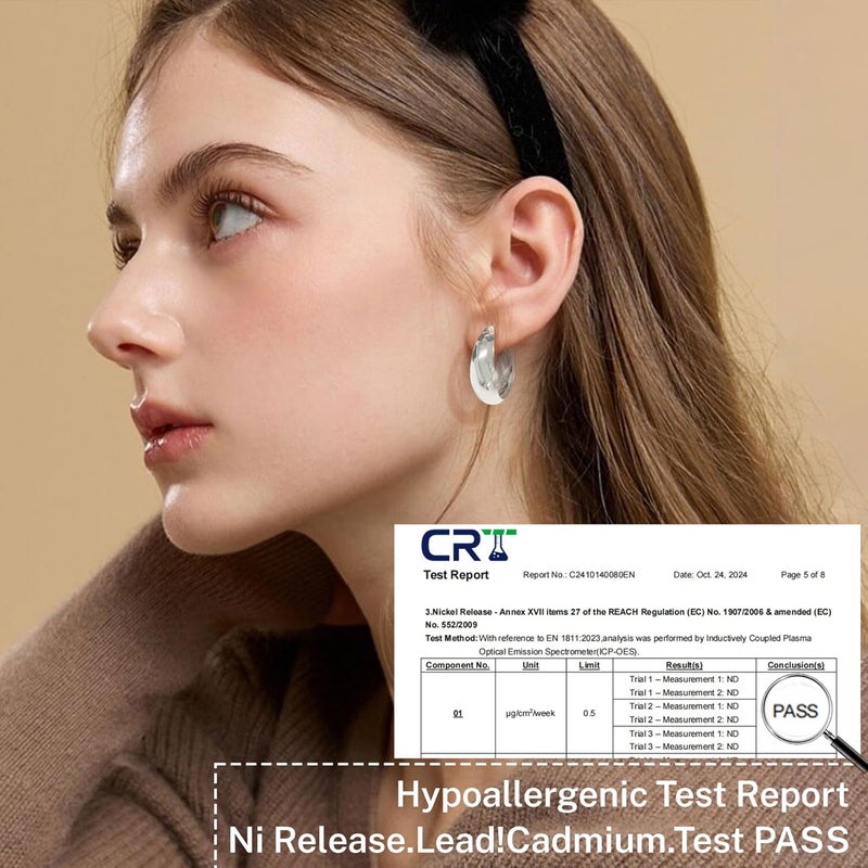 Senteria 12mm Wide Thick Hoop Earrings 925 Sterling Silver Hoop Earrings for Women Hypoallergenic 14K Real Gold Plated Hoops Large Earring Lightweight Chunky Hoops Earring for Women 25/30/40/50MM - Image 5